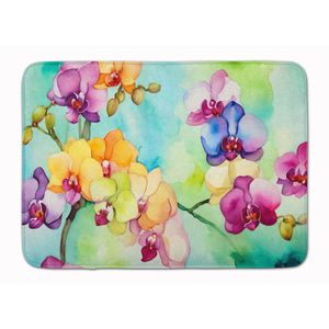 Alfombra de baño de espuma viscoelástica con acuarela de orquídeas, Alfombra de cocina antifatiga lavable a máquina, cojín cómodo, Alfombra de cocina fácil de cuidar - Product Image 1