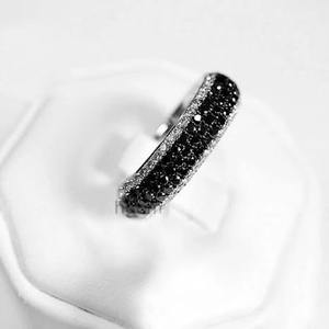 Bague de mariage, bague de fiançailles demi-éternité, bague en diamant noir 2 carats, or blanc 14 carats, cadeau pour maman - Product Image 5