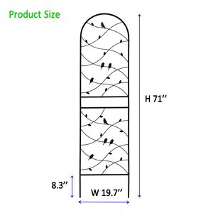 Set di 4 tralicci da giardino in metallo neri antiruggine da 180 cm x 50 cm con decorazioni a forma di uccello per piante rampicanti e supporto per fiori da esterno - Product Image 5