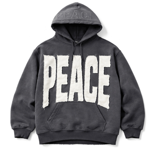 Sudadera con Capucha Oversize para Hombre, de Algodón y Forro Polar, con Aplique de Letras 'Peace', Estilo Casual Urbano, Transpirable, con Bolsillos, para Invierno - Product Image 1