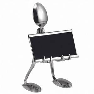 Exhibidor de Tarjetas de Visita de Oficina Pequeño y Elegante de Acero Inoxidable con Acabado Plateado Brillante, Disponible al por Mayor - Product Image 1