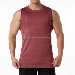 Custom Logo Printing <b>Men</b> Purple Seamless Sportswear Plain Tank <b>Top</b> - Product Image 5