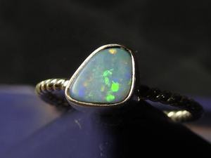 Anillo de Ópalo Doble Australiano con Engaste Clásico en Plata de Ley 925, Talla 5US, Hecho a Mano, Regalo de Boda y Fiesta para Ella, Joyería MS - Product Image 3