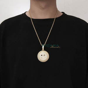 Pendentif Smiley avec diamants cultivés, bijoux unisexes hip-hop, plaqué or 18 carats, pendentif en argent 925 - Product Image 5