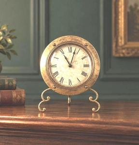 Reloj de Mesa Vintage de Latón Antiguo con Esfera de Números Romanos, Reloj de Escritorio Decorativo Marítimo, Reloj de Oficina Náutico Clásico - Product Image 3