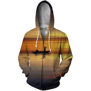High Quality Men's Winter Beach Hoodies ODM Custom 3D Sublimation Print Zipper Polyester Casual Design Solid Pattern Flannel - Product Image 3