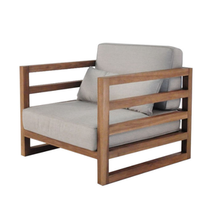 Modern-design single <b>sofa</b> chair with foam cushioning and a teak <b>wood</b> <b>frame</b>, suitable <b>for</b> both indoor and outdoor use. - Product Image 3