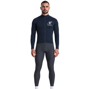 Maillot de Ciclismo de Manga Larga Azul Marino para Hombre, con Cierre Completo, de Alto Rendimiento, para Ciclismo de Carretera - Product Image 1