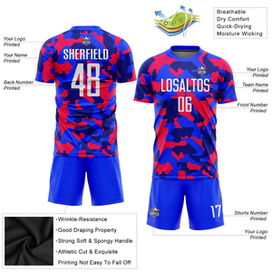Camiseta de Fútbol para Hombre, Blanca con Diseño de Puntos Azules, Sublimada, Transpirable, de Poliéster, Manga Corta, Cuello Redondo, para Adultos, Todas las Temporadas - Product Image 3