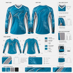 เสื้อเจอร์ซีย์ตกปลาแขนยาวผู้ชายแบบ OEM สั่งทำพิเศษ UPF 50+ แห้งเร็ว ระบายอากาศ ป้องกันแบคทีเรีย พิมพ์ลายแบบ Sublimation โพลีเอสเตอร์ 100% สำหรับการแข่งขัน - Product Image 5