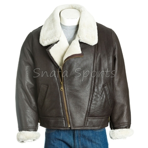 High Demanded Solid Color Sheepskin <b>Leather</b> <b>Jacket</b> Good Quality For Autumn Season Wear With Custom Logo - Product Image 2