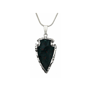 Pendentif en forme de pointe de flèche en pierre de sang plaqué or poli fait main, bijou en quartz, Inde, Feng Shui - Product Image 2