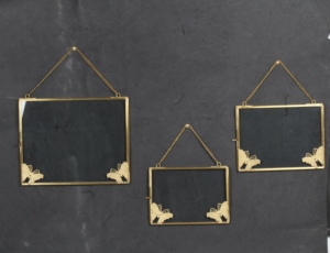 Artisan Design Brass and <b>Glass</b> Rectangle Picture <b>Frame</b> with Butterfly Decor Lightweight <b>Hanging</b> Chain Wall Art - Product Image 2