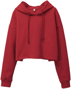 Sudadera con capucha corta de manga farol para mujer, con línea decorativa, holgada, de felpa, básica - Product Image 4