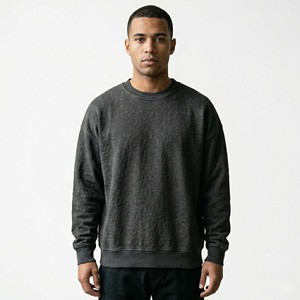 Custom OEM Heavyweight Oversized <b>Men</b> Sweatshirt Drop Shoulder Streetwear <b>Pullover</b> with Raw Edge Star Applique - Product Image 1
