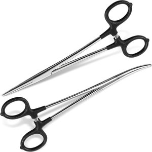 2 Pcs Fishing Forceps Set Fishing Hemostat <b>Pliers</b> with Grip Curved and Straight Hemostats Set Stainless Steel Locking Clamps - Product Image 2