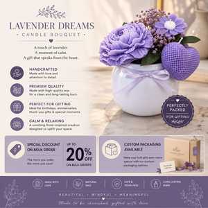 Bouquet de bougies à la lavande en vase en céramique décoratif, cire de soja personnalisée, texture nid d'abeille, décoration de luxe pour la maison, cadeau de mariage - Product Image 6
