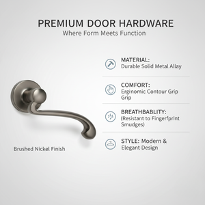 Luxury <b>Antique</b> <b>Black</b> Brass <b>Door</b> <b>Handle</b> Set | Elegant Curved Lever <b>Handle</b> with Round Rose for Classic Interior <b>Doors</b> - Product Image 5