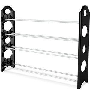 Scarpiera Salvaspazio a 4 Livelli per 20 Paia, in PP Bianco e Nero, Organizzatore per Scarpe - Product Image 1