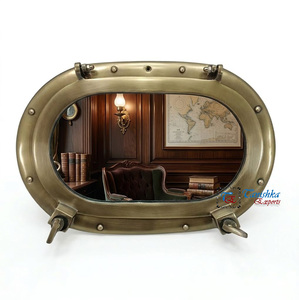 Solid Premium Aluminium Antique Finish 15-inch Oval Porthole Mirror Handmade Lightweight Nautical <b>Graduation</b> Decorative Gift - Product Image 5