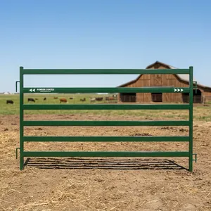 Paneles de Cerca para Ganado de Acero Verde Resistente con Rieles Horizontales para Recintos de Animales de Granja y Seguridad - Product Image 4