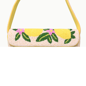 Sacs à bandoulière brodés pour femmes, sacs de soirée pour filles, sac à main bohème brodé citron, sac à bandoulière perlé en verre pour femmes - Product Image 4