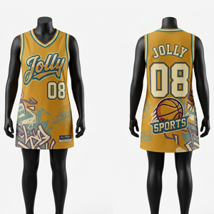 Robe de basket-ball pour femme en maille polyester premium 180 GSM, jaune, avec panneau graphique, sublimation, logo personnalisé, respirante - Product Image 1