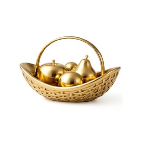 Gold Plated Fruit Basket Decorative <b>Object</b> Irregular Shape Contemporary Tabletop Home Decoration Single Piece - Product Image 1