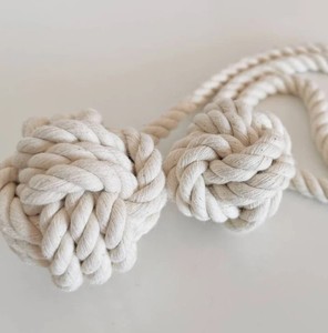 Set of 2, Macrame Curtain <b>Tieback</b>, Marine, Nautica, Curtain Holder Holdback, Modern Window Treatment, 100% Cotton Decor - Product Image 2