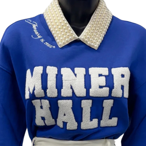 Sweat-shirt d'hiver en polaire Zeta Phi Beta Miner Hall bleu pour femme, broderie de lettres grecques écologiques, col rond, haut de gamme - Product Image 3