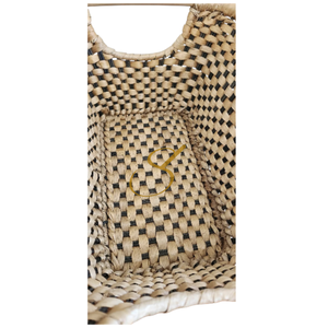 Vintage Asian Tapered <b>Rectangular</b> Water Hyacinth and Rattan Hand Woven Strorage <b>Basket</b> - Product Image 5