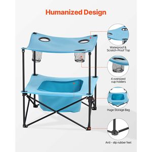 Tavolo da Picnic quadrato portatile pieghevole da esterno in tessuto Oxford con 4 portabicchieri per il campeggio - Product Image 6