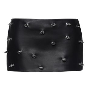 Black Genuine Leather Formal Women's Mini <b>Skirt</b> Regular Waist <b>Straight</b> Design Other Decoration Sexy All Seasons Wear - Product Image 3