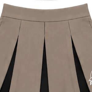 Ensemble d'uniforme de cheerleading taupe, noir et blanc, avec crop top sans manches à col en V et jupe plissée, pour spectacle de danse et équipe de cheerleading - Product Image 6