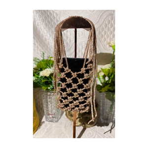 Luxury Handmade Silver Potli Bag with Metallic Ring Handle Macramé Design for Wedding Party and Festive Wear - Product Image 3