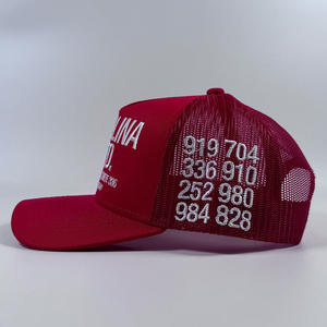 Casquette Trucker 5 Panneaux Personnalisée en Relief, Rouge Polaire, Snapback Unisexe, Ajustable, Performance Décontractée pour Sports de Plein Air - Product Image 3