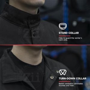 Chaqueta de Trabajo Negra ZUNEZI, Resistente al Calor, Manga Larga, Logotipo en la Espalda, con Bolsillo para Respirador, Protección Contra Incendios para Mecánicos y Electricistas - Product Image 4