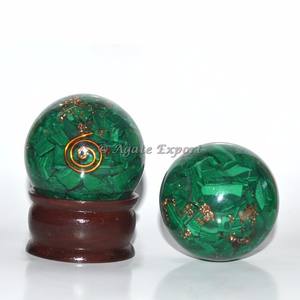 งานฝีมือหินกึ่งมีค่าทรงกลมมาลาไคต์ขัดเงาจากธรรมชาติสำหรับตกแต่งลูกบอลอัญมณี - Product Image 3