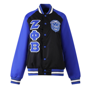 Zeta Phi Beta Sorority veste à lettres brodées pour femmes | ZPB Soror veste à manches en cuir en laine brodée - Product Image 3