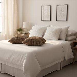 SOGA 6pc 45cm Decorative Pillowcases 4 Pure White Textured and 2 Luxe Brown Fur <b>Plush</b> <b>Pillow</b> Covers for Sofa Bedroom - Product Image 5