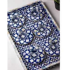 Plateau de service et de rangement hexagonal en os incrusté avec motif floral pour mariages et événements festifs – Nouvelle arrivée 2026 – Plats de service pour table - Product Image 3