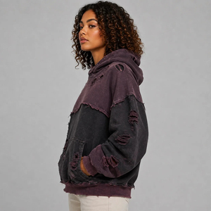 Sweat à capuche pour femme, tissu brossé, coupe confortable, finition délavée, pour la mode urbaine, un style décontracté et les loisirs - Product Image 4