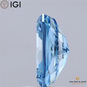 Diamante Cultivado en Laboratorio con Corte Radiante de 2.00 Quilates, Color Azul Intenso, Claridad VS1, con Certificado IGI, para Joyería Fina - Product Image 3