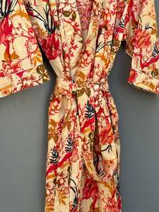 Robe kimono en coton à imprimé oiseaux, style bohème, vêtements de détente, été, printemps, séchage rapide, manches longues - Product Image 3