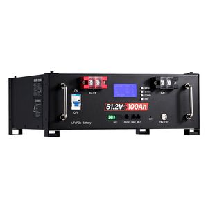 Batterie au lithium 48V 100Ah LiFePO4 100A BMS 51.2V Rack pour serveur Bluetooth 5.12kWh 6000 Cycles Écran LCD Sauvegarde solaire hors réseau - Product Image 1
