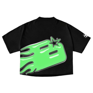 T-shirt noir oversize pour homme, vert uni, manches courtes, col roulé, coupe classique, 100% coton jersey, écologique - Product Image 1