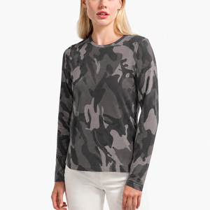Camiseta de manga larga de camuflaje para mujer, estampado de camuflaje personalizado, calidad prémium, transpirable, informal, de algodón, de manga larga para mujer - Product Image 1