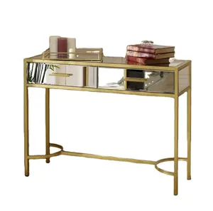 SWT koridor ayna mobilya antika altın Metal ahşap aynalı konsol masası Mesa