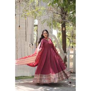 Vestido de noche bordado con lentejuelas ricas, vestido de fiesta con trabajo - Product Image 2