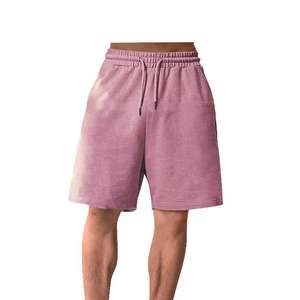 Pantalones Cortos Deportivos de Cintura Media para Hombre, Tejido Sólido, Elásticos, Casuales, para Gimnasio, Playa, 100% Algodón, Transpirables, con Bolsillos - Product Image 4